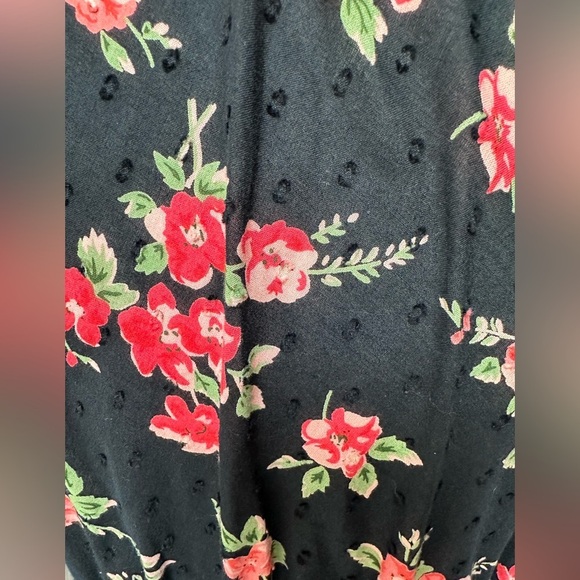 Y2K Babydoll Top Swiss Dot Faux Wrap Smocked Waist/Neckline/Cuffs Cottagecore - Picture 7 of 10